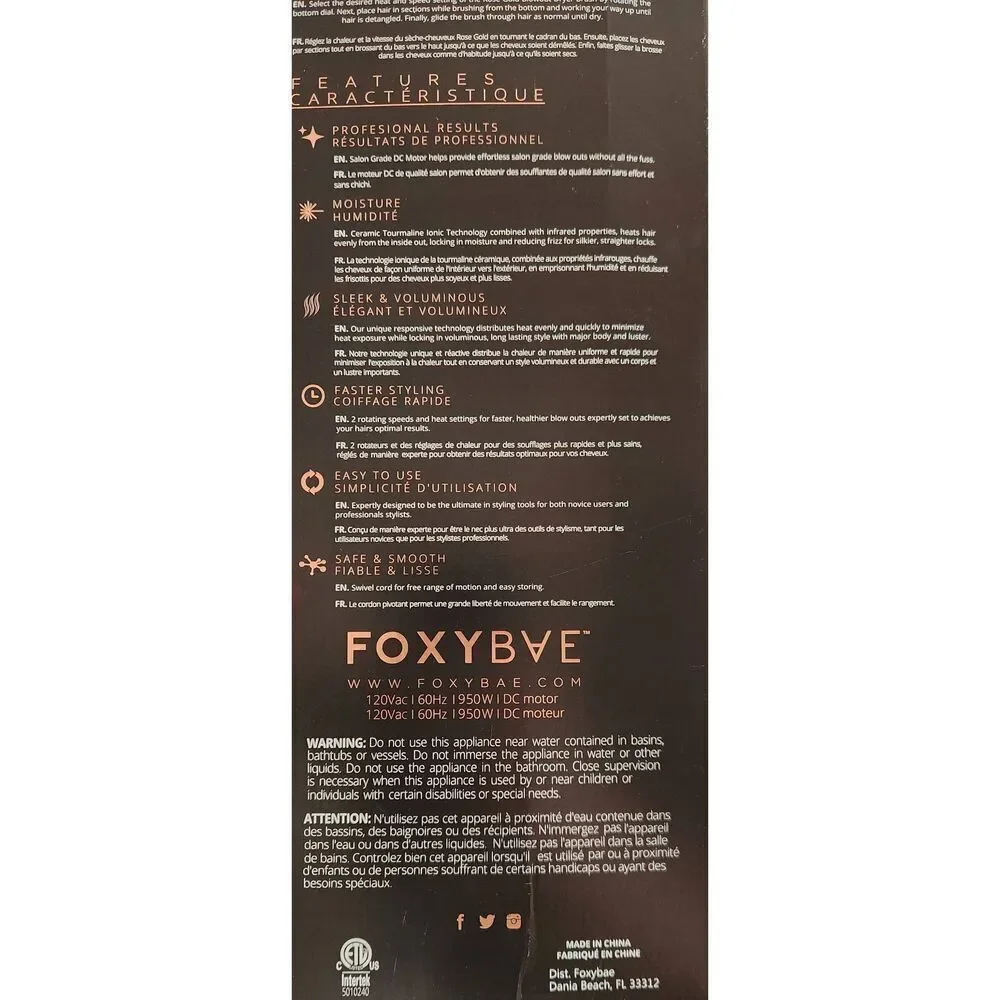 Foxbae Rose Gold Blowout Dryer Brush. In Box